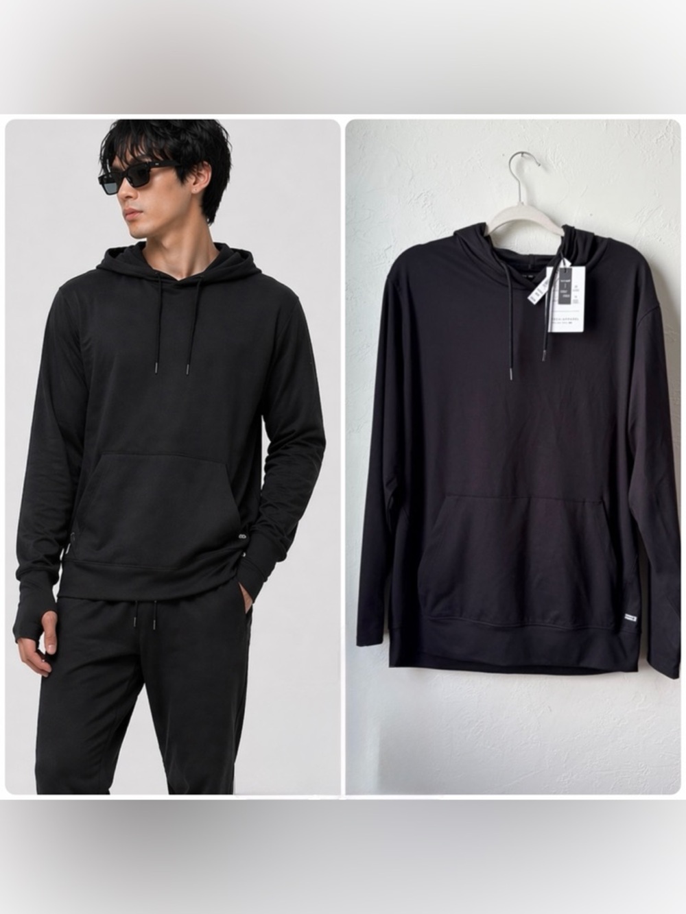 NWT Tech Apparel Performance Stretch Hoodie Thumbhole Black Men’s M